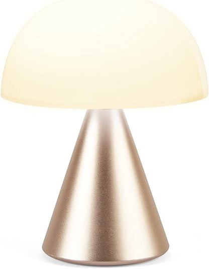 Lexon Mina L Mushroom Lamp - 9 LED Color Table Lamp for Bedrooms, Living Room & Office - Cordless, Rechargeable with 24h Light & Dimmer, Aluminum, Large - Soft Gold