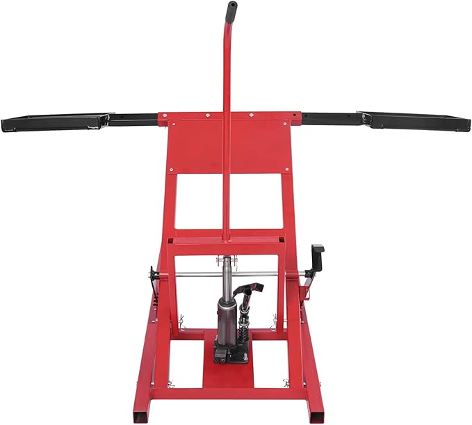 Lawn Mower Lift, 500Lbs Lawn Mower Lift Carbon Steel Hydraulic Lift Jack Lawnmower Lift Tool Adjustable Lawnmower Lifts w/Hydraulic Foot Pedal for Garden Tractors All-Terrain Maintenance and Repair