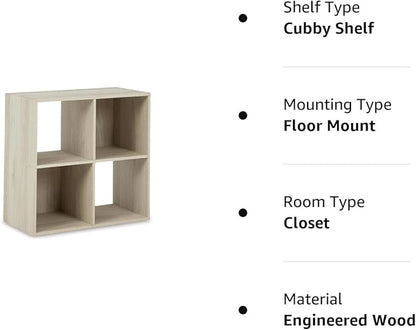 Signature Design by Ashley Socalle Modern 4 Cube Storage Organizer or Bookcase, Whitewash