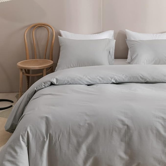Silver Grey Comforter Set Cal King Bright Gray Beddig Set for Kids Teens Adult Solid Silver Color Bedding Set 3 Pieces with 2 Pollowcases Lightweight Durable Gray Comforter