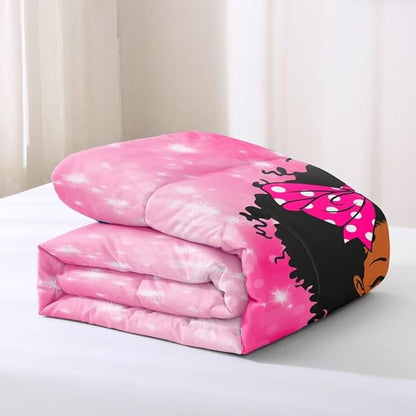 Black Girl Comforter Set Twin for Kids Teens,Black Girl Magic Bedding Set,African American Girl Inspirational Quotes Comforter Set,Black Princess Bed Bedroom Set
