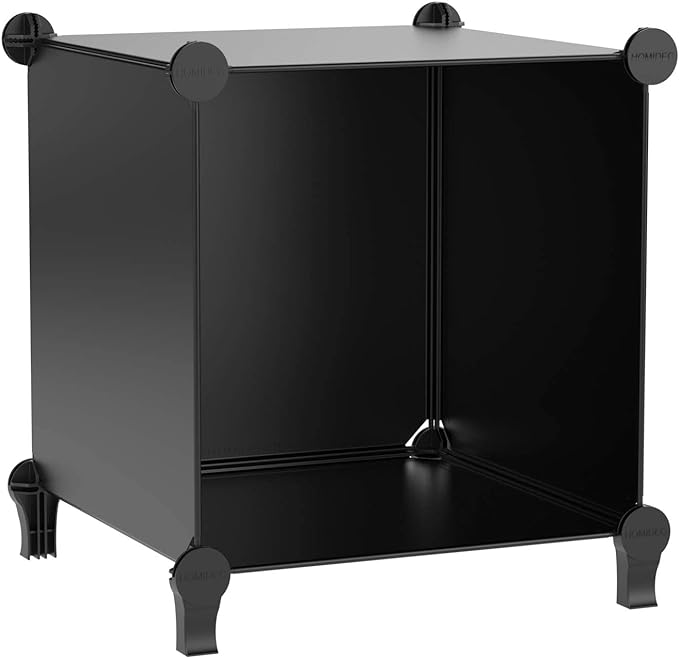 HOMIDEC 20-Cube Black Cube Storage Organizer, Modular Storage Shelf with Hammer, Cube Storage Bin Cabinet Closet Bookshelf for Living Room, Bedroom, Office, Each Cube Size 11.8 x 11.8 inch