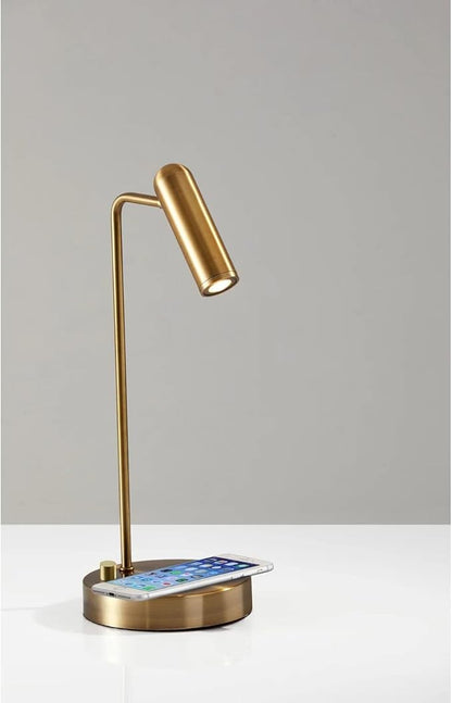 Adesso 3162-21 Kaye LED Desk Lamp Wireless Charging, 7W LED, 5W QI, USB Port, Indoor Lighting Lamps