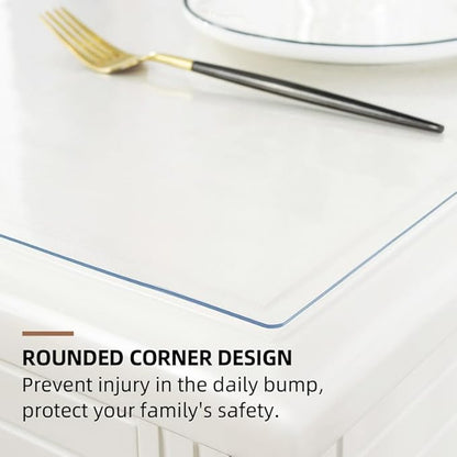 Warmstar Clear Table Cover Protector 54 x 84 Inch,1.5mm Thick Plastic Table Cover Rectangle,PVC Clear Table Protector,Desk Protector Mat for Kitchen, Dresser, Writing Desk，Dining Room Table