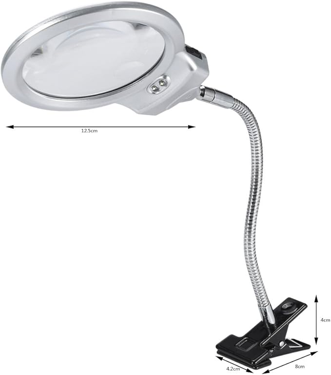 LED magnifying lamp, table magnifying glass, magnifying glass lighting lens with flexible gooseneck, for bed lamp, tattoo, manicure, makeup, eyelashes, suitable for crafts,