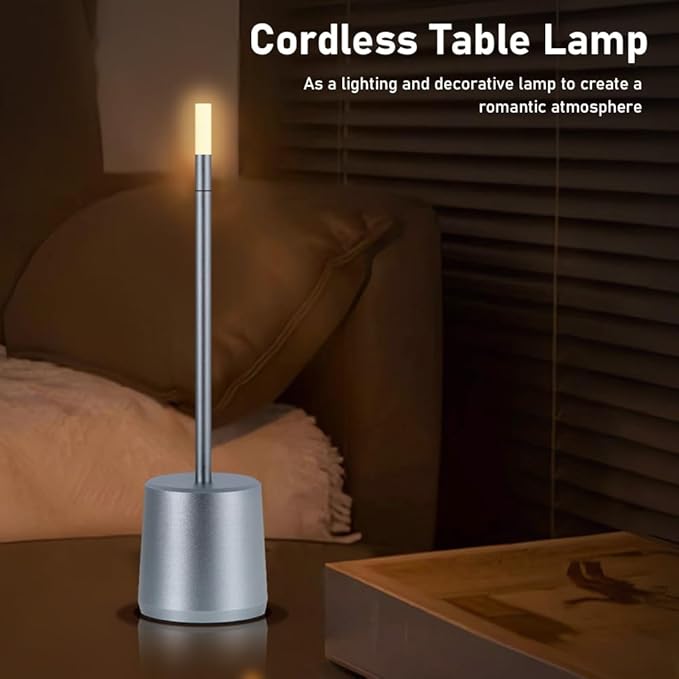 Portable LED Metal Table Lamp - 3 Level Brightness Touch Control Desk Lamps for Bedroom Nightstand,Rechargeable Battery - Ideal Bedside Lamp for Bedroom Nightstand