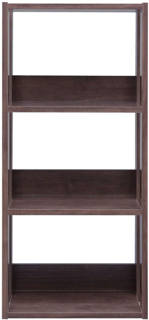 IRIS USA 3-Tier 16" Medium Open Wooden Bookshelf with Adjustable Shelves, Easy Assembly Bookcase Farmhouse Shelf for Small Spaces Bedroom Office Living Room Indoor, Brown