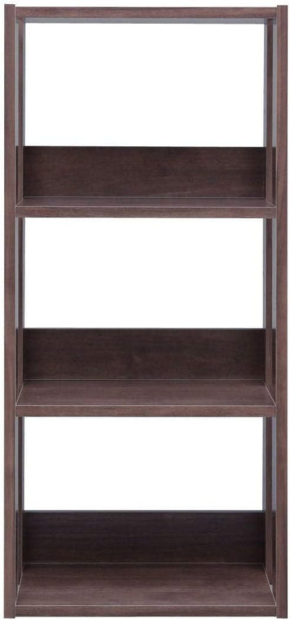 IRIS USA 3-Tier 16" Medium Open Wooden Bookshelf with Adjustable Shelves, Easy Assembly Bookcase Farmhouse Shelf for Small Spaces Bedroom Office Living Room Indoor, Brown