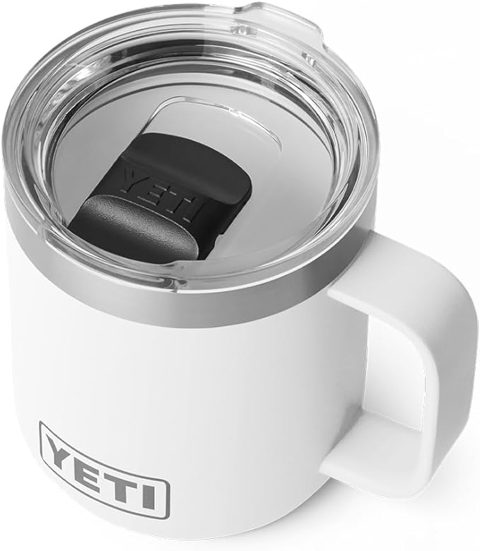 YETI Rambler 10 oz Ceramic Lined Stackable Mug, Vacuum Insulated, Stainless Steel with MagSlider Lid, White