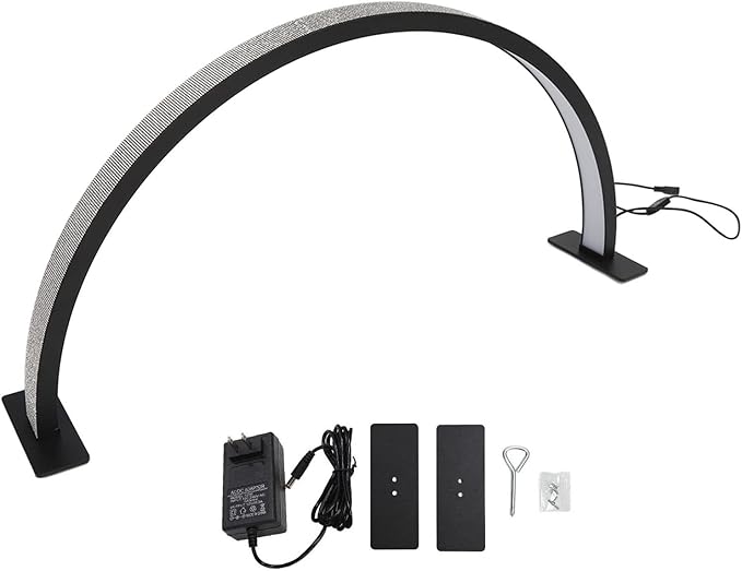 Dioche Half Moon LED Desk Lamp, 25W Black 3000K‑6000K Rhinestone Half Moon Desktop LED Lamp for Nail Art, Tattoo 100‑240V (US Plug)