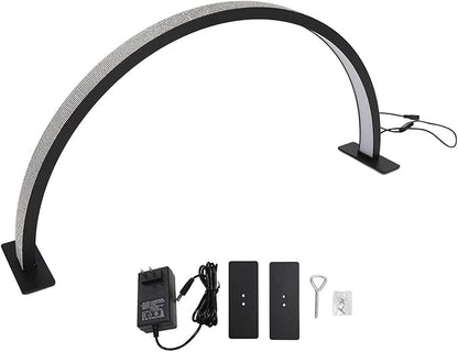 Dioche Half Moon LED Desk Lamp, 25W Black 3000K‑6000K Rhinestone Half Moon Desktop LED Lamp for Nail Art, Tattoo 100‑240V (US Plug)