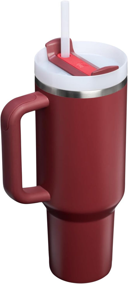 STANLEY Quencher H2.0 Flow State Tumbler, 40 oz, Cranberry | Handle and Straw | 3-Position Lid | Cup Holder Compatible for Travel | Insulated Stainless Steel Cup | BPA-Free