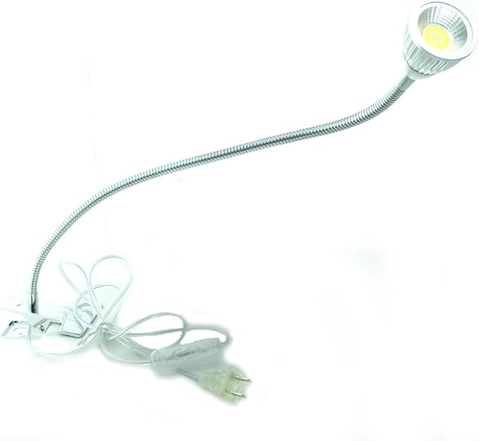 5W 3 Colors LED COB Clip on Light Silver 19.68 INCH 50 CM Tube Desk Flexible Table Bed Lamp Work Home Design lighting 110V 220V 85V - 265V AC with US Plug switch on off 500LM (Silver)