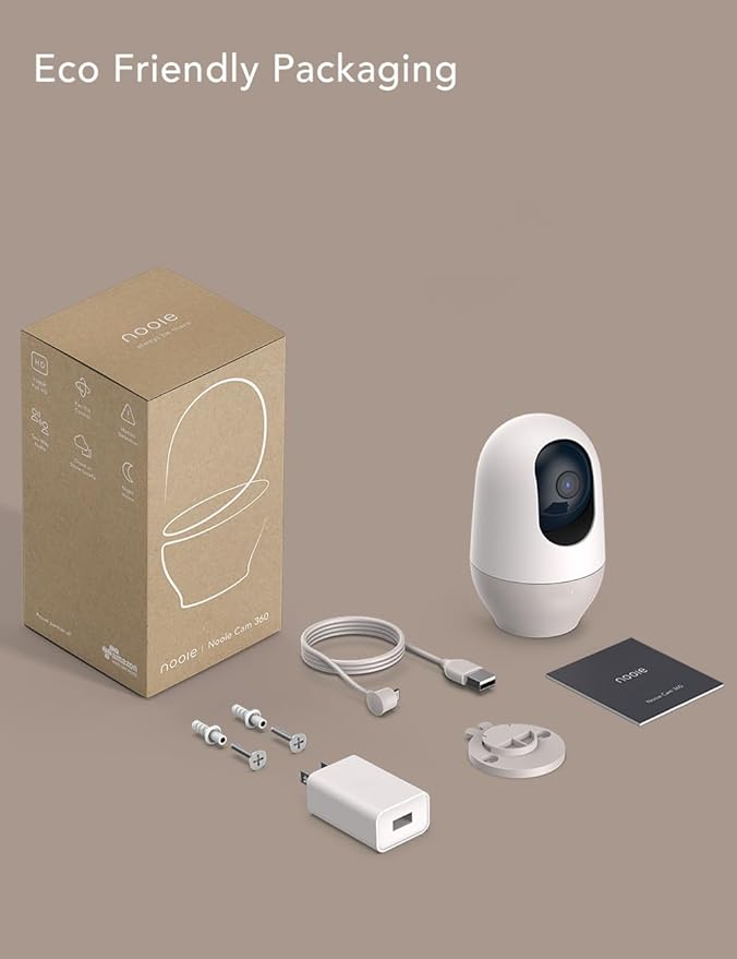 nooie Baby Monitor with Camera 2 Pack,WiFi Baby Monitor Camera,360-degree1080P,Smart Baby Camera with Motion Tracking,Night Vision,Two Way Audio&Sound Detection,Works with Alexa,SD Card and Cloud