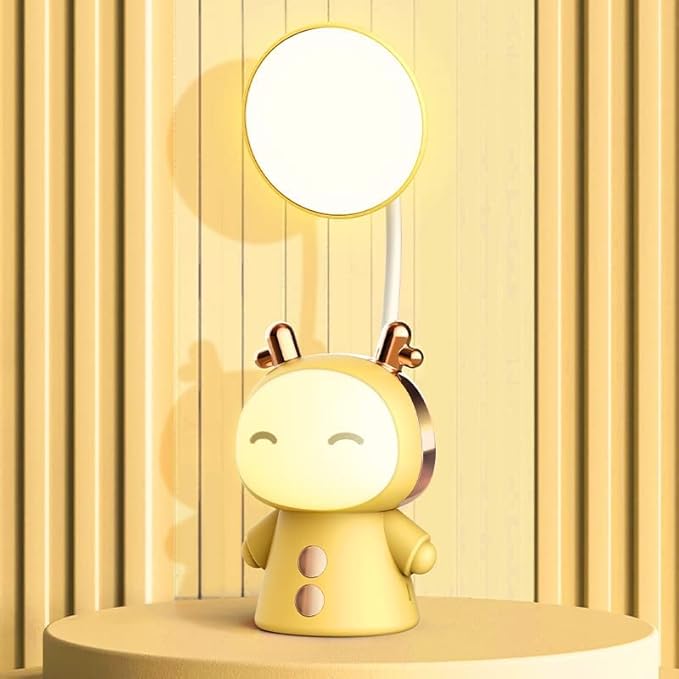 Cartoon Led Desk Lamp Fun Cute Learning Folding Rechargeable Eye Protection Student Children Kids Reading Night Light Bedside Gradient Colour