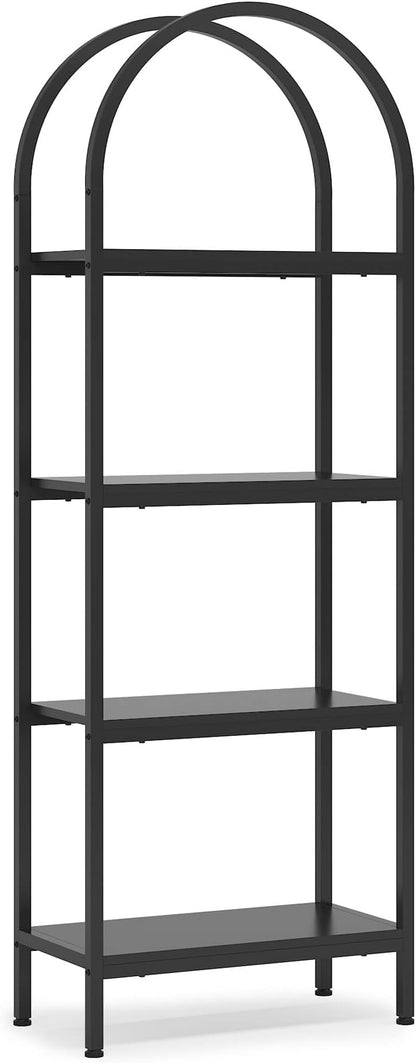 Tribesigns 4-Tier Open Bookshelf, 70.8" Wood Bookcase Storage Shelves with Metal Frame, Freestanding Display Rack Tall Shelving Unit for Office, Bedroom, Living Room, Easy Assembly (Black, 1PC)