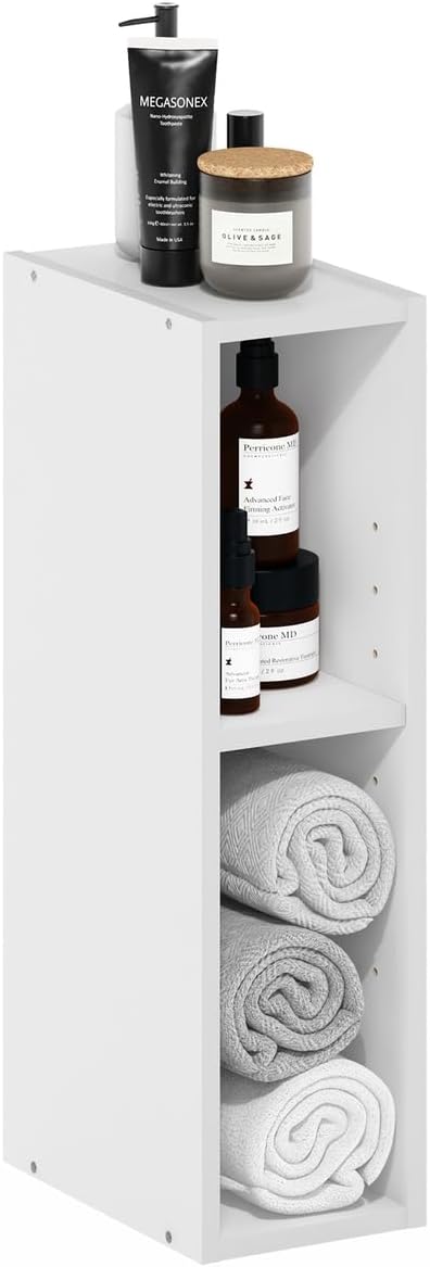 Furinno Fulda 2-Tier Space Saving Storage Shelf Bookcase, 6-Inch Width, White
