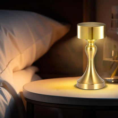 Portable Metal Desk Lamp, Cordless Metal LED Table Lamp,3 Color Touch Control Rechargeable Lamp,3-Levels Brightness Room Decor Desk Lamp,Bedside Lamp,Dining Room Lamp (Gold)