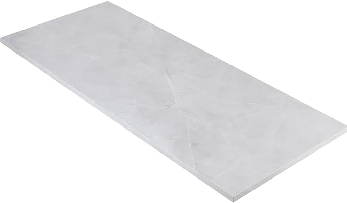 Kaboon Universal Tabletop 55"x20", Solid One-Piece Melamine Table Top, Double Desk L-Desk DIY, Home and Office, White Rock