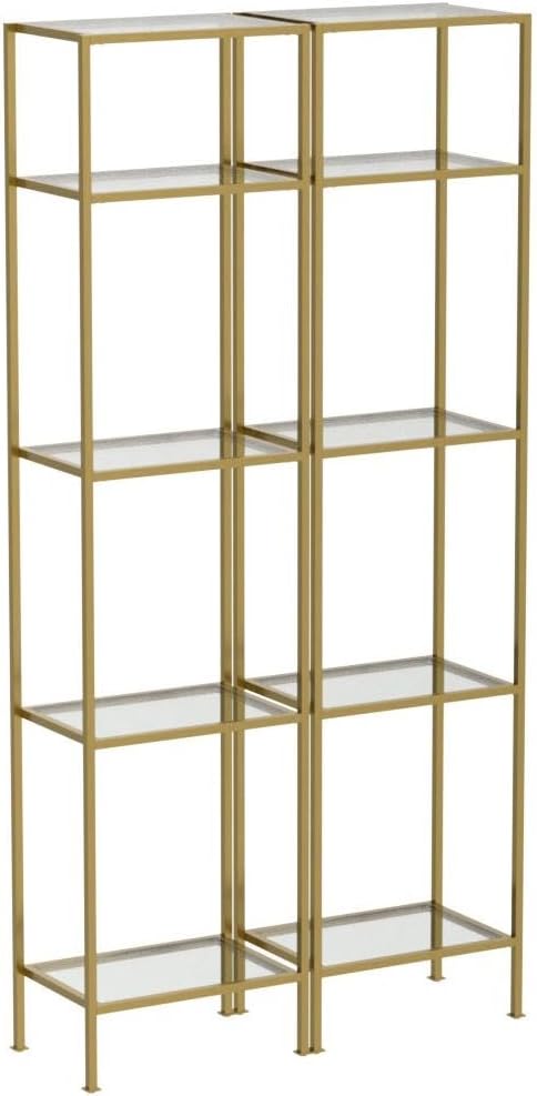Crosley Furniture Aimee Narrow Etagere Set, Gold and Glass