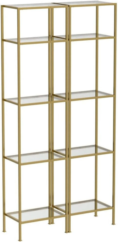 Crosley Furniture Aimee Narrow Etagere Set, Gold and Glass
