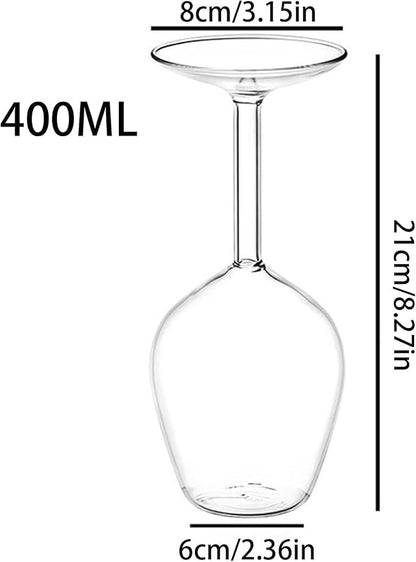 Upside down Wine Glass, Inverted Wine Glass - 400ml Funny Red Wine Glasses, Novelty Upside-Down Stemware for Cocktails, Juice & Parties, Modern Creative Glassware Gift (1PCS)
