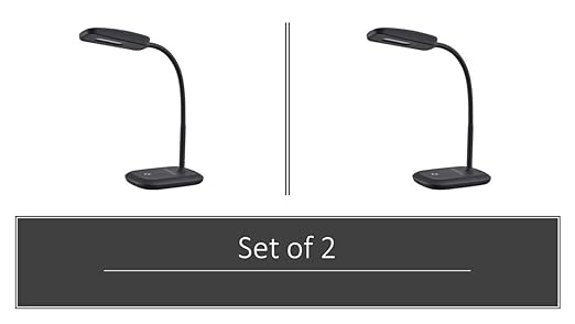 Set of 2 New Sunbeam Flexible Neck LED Desk Lamp Adjustable Light, Eye-caring Dimmable Office Lamp, Save $85/ year, Energy efficient lamp, Energy Star Certified, Black