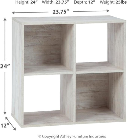 Signature Design by Ashley Paxberry Coastal 4 Cube Storage Organizer or Bookcase, Whitewash