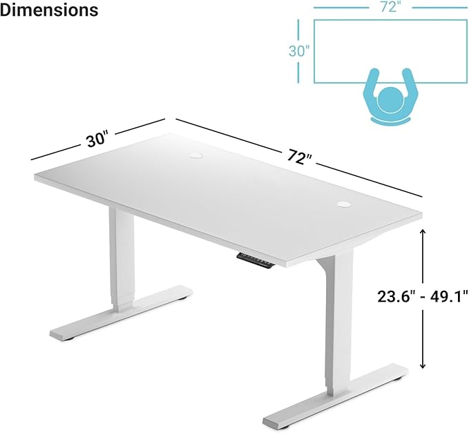 Standing desk bamboo top 72x30, electric. Adjustable height large stand up motorized ergonomic raised computer desk for home office