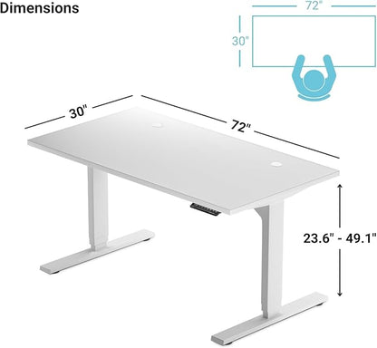 Standing Desk Bamboo top 72×30 - Adjustable Height Large Stand Up - Motorized Ergonomic Raised - Computer Desk for Home and Office