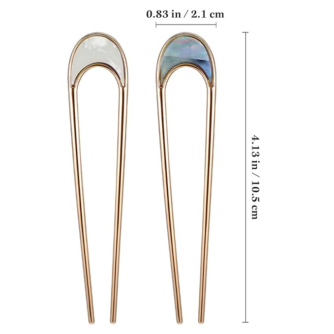 Lurrose 2pcs Hair Sticks Vintage Metal Hair Pins Moon Elegant Hair Chopsticks U Shaped Headdress Hair Styling Accessories for Woman Girls