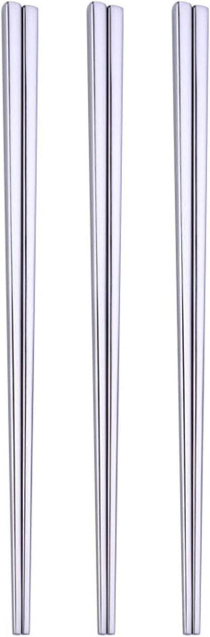 Stainless Steel Chopsticks,Reusable ,Dishwasher Safe , Easy to Use（3 PCS,silver）