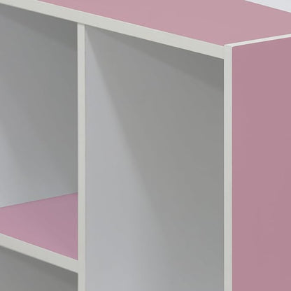 Furinno 5-Tier Reversible Color Open Shelf Bookcase , White/Pink 11055WH/PI
