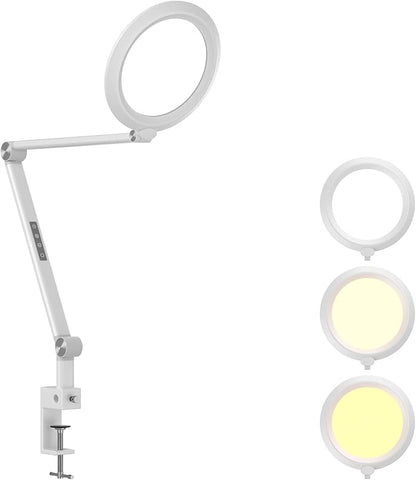 LED Desk Lamp for Video Conferencing, Webcam Light, Reading Light, Dimmable 4 Color Modes, 18W Desk Light, Clip on Light, Eye Care Zoom Light, for Home Office and Office Use