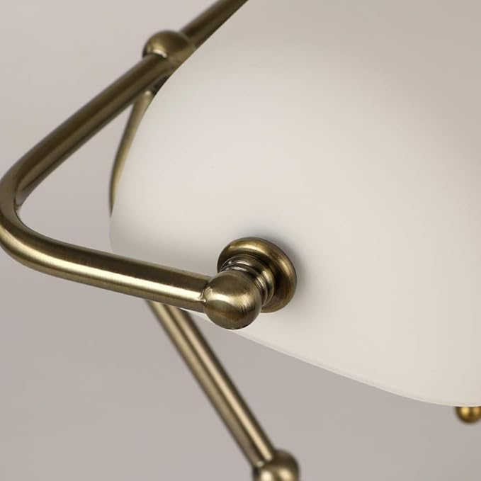 Newrays White Matted Glass Bankers Desk Lamp with Pull Chain Switch Plug in Fixture