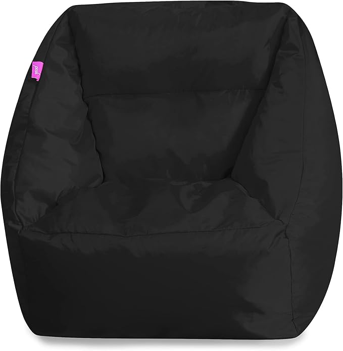Posh Creations Coronado Bean Bag Boys and Girls Large Chair for Kids, for Gaming and Playrooms, Soft Nylon-Black