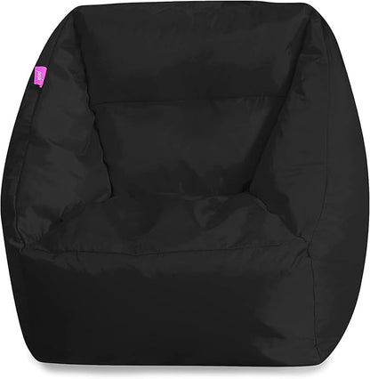 Posh Creations Structured Comfy Seat for Playrooms and Bedrooms, Large Bean Bag Chair, Coronado Chair, Black
