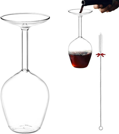 Upside down Wine Glass, Inverted Wine Glass - 400ml Funny Red Wine Glasses, Novelty Upside-Down Stemware for Cocktails, Juice & Parties, Modern Creative Glassware Gift (1PCS)