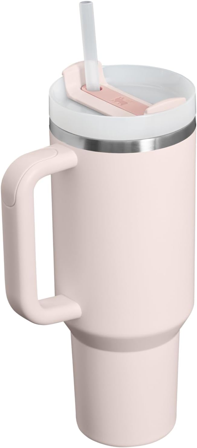 STANLEY Quencher H2.0 Flow State Tumbler, 40 oz, Rose Quartz 2.0 | Handle and Straw | 3-Position Lid | Cup Holder Compatible for Travel | Insulated Stainless Steel Cup | BPA-Free
