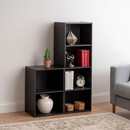 IRIS USA, Inc. Small Spaces Wood, Bookshelf Storage Shelf, Bookcase, 4-Tier, Black