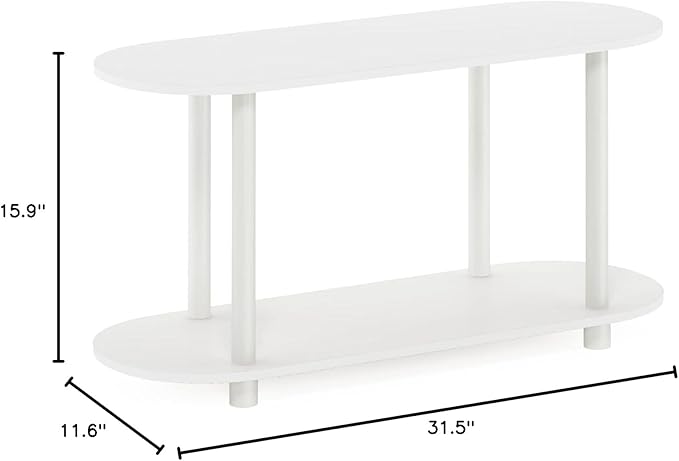 Furinno Turn-N-Tube No Tools Modern Oval Side Table, White/Virgin White