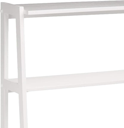 Amazon Basics Rubberwood 5 Shelf Ladder Bookcase, White, 15.03" D x 25.98" W x 74.48" H