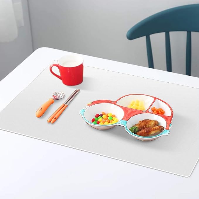 HomeDo Silicone Placemats Countertop Protector Pad, Clear 15.75''x23.62''2P | Place Mats, Non-Stick & Non-Slip, Heat Resistant Insulation Pad, Multi-Use as Baking Mat, Dining Table Mat, Pet Mat