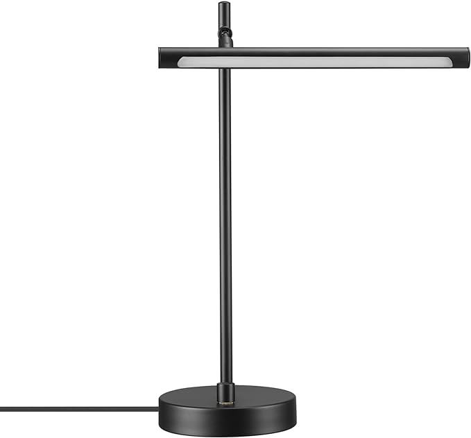 Globe Electric 62000004 15" 5 W LED Integrated Desk Lamp, Matte Black, Push Button Dimmer Rotary Switch, 200 lumens, 3000K, Pivot Joint, LED Desk Light, Adjustable Lamp, Desk Lamp for Home Office