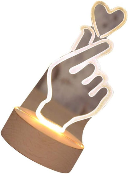 OSALADI Finger Heart Night Light, 3D Pattern Desk Table Lamp USB Charging, Acrylic Button Desk Lamp for Living Room Home Bedroom