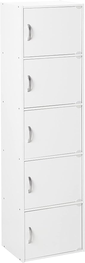 HODEDAH IMPORT Bookcase, White, 5 Door
