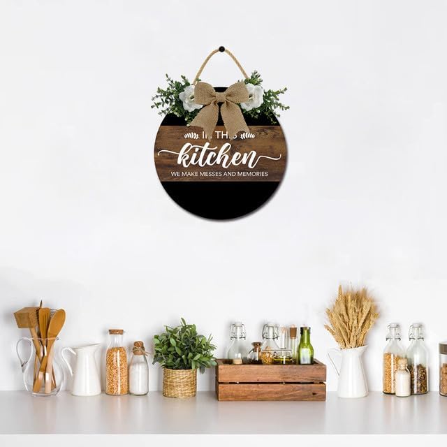 Kitchen Signs Wall Decor In this Kitchen We Make Messes and Memories Funny Dining Room Wall Decor Wood Hanging Sign Farmhouse Kitchen Dining Room Sign for Home 11inch