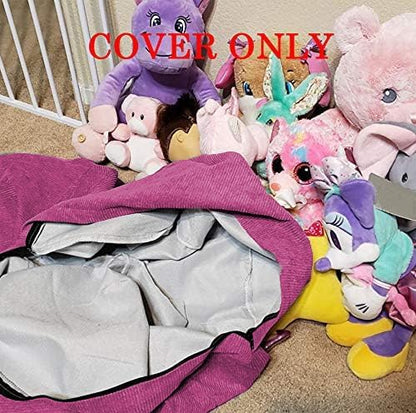Stuffed Animal Storage Bean Bag Chair Cover (No Beans) for Kids and Adults.Soft Premium Corduroy Stuffable Beanbag for Organizing Children Plush Toys or Memory Foam Extra Large (RoseRed)