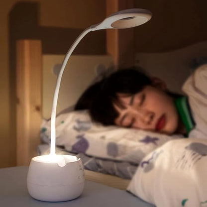 LED Desk Lamp with Pen Holder, Flexible Gooseneck Adjustable Brightness Level Reading Light, 2000mAh Rechargeable Eye-Caring with USB Port Touch Control