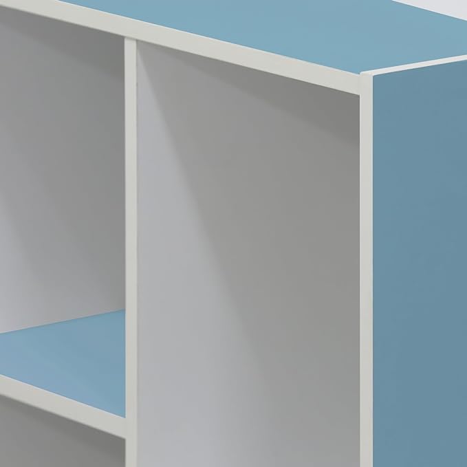 Furinno Luder Bookcase / Book / Storage , 5-Tier, White / Light Blue